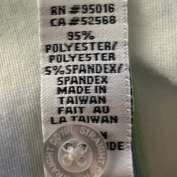 Straight Down Polo men’s Large white w/ blue stripe polyester spandex blend Golf - Picture 7 of 7